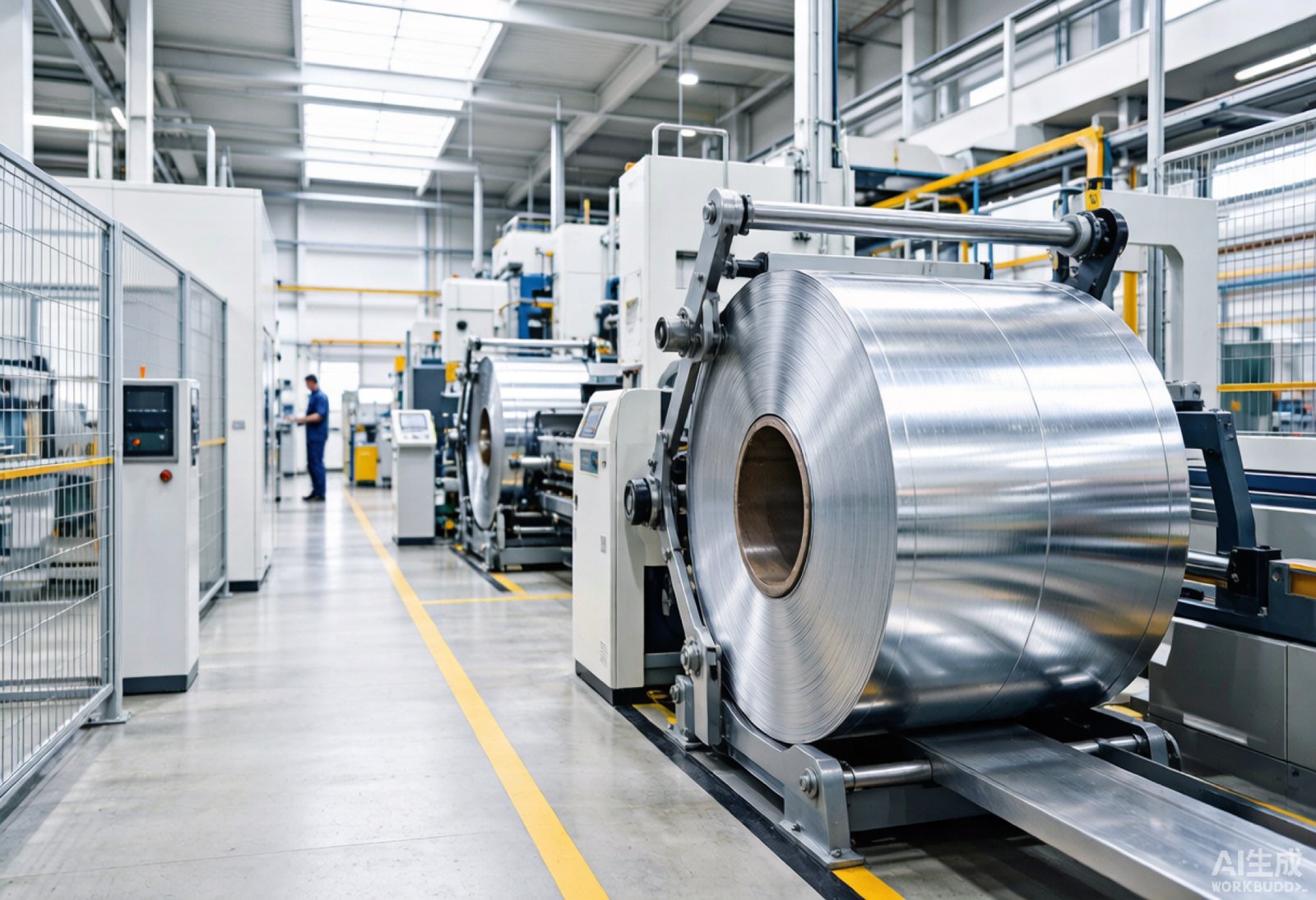 AI Visual: Modern automotive manufacturing facility processing galvanized steel coil