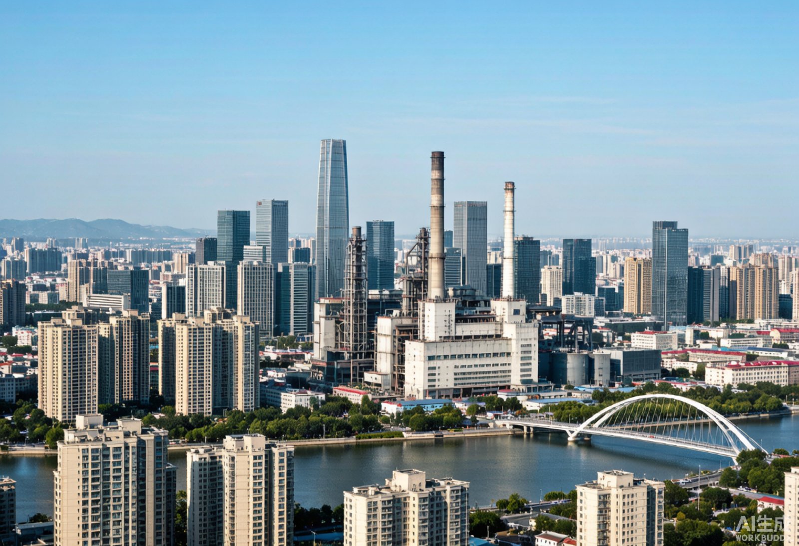 AI Visual: Jinan city skyline with modern buildings in Shandong province